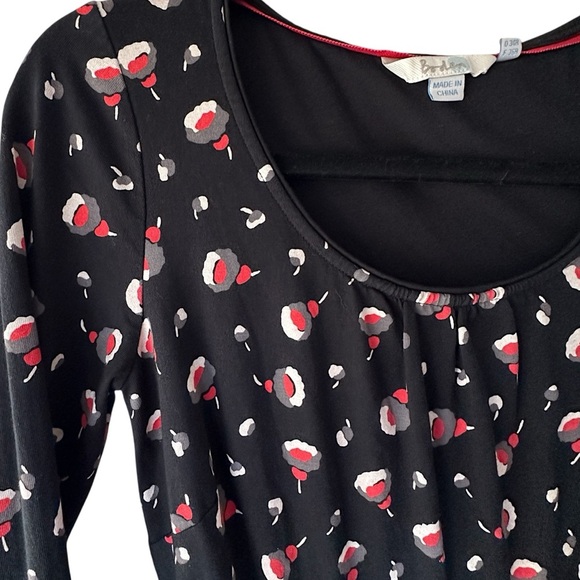 BODEN NWOT ABIGAIL LONG SLEEVE FLORAL DRESS BLACK RED GRAY | SIZE: 4 - Picture 3 of 11